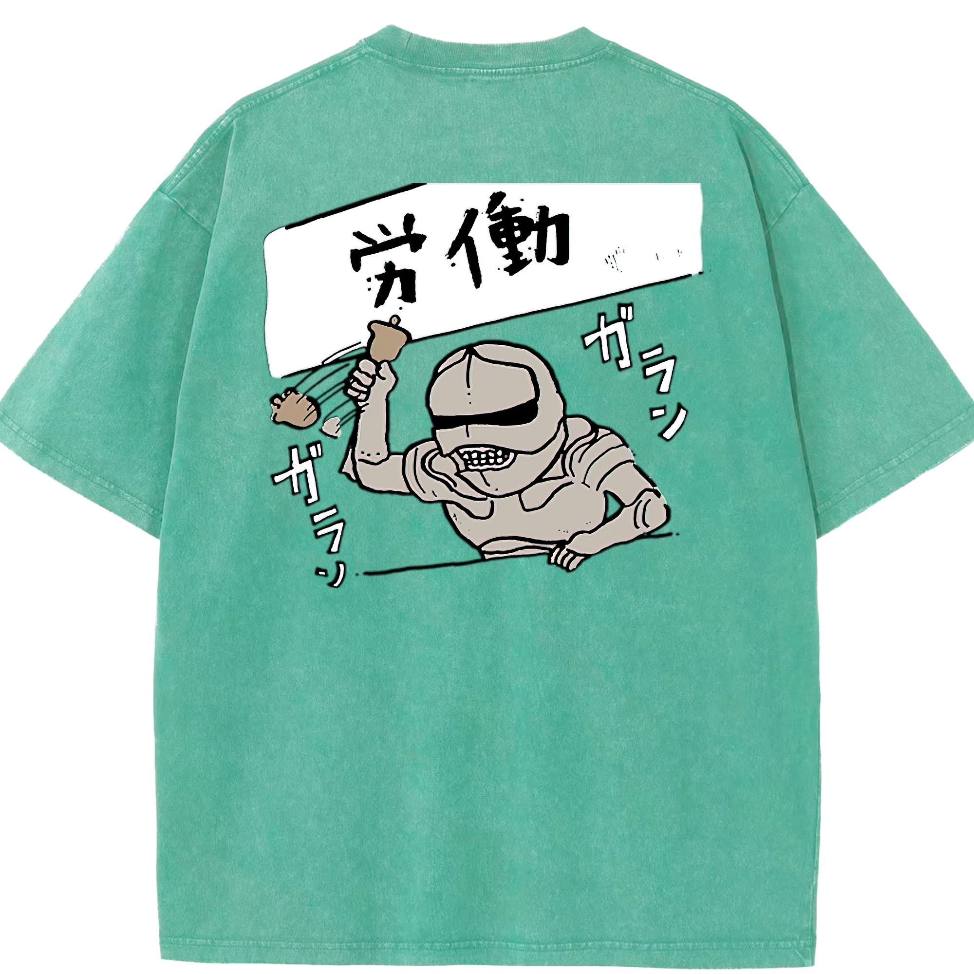 （画像用） ちいかわ 労働の鎧さん Chii-kawa Mr. Armor of Labor 綿100% ヴィンテージ風 半袖Tシャツ（背面プリント）